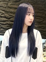 ミュー(MU)&nbsp;ケアブリーチ×ネイビーブルー×顔周りレイヤー