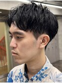 刈り上げアップバングスパイキーショートパーマスパイラルパーマ