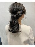 ローポニー風ハーフアップ