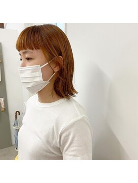 キー(kii) オレンジベージュ ボブ 肩上 福岡 天神 今泉 薬院