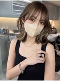 インナーカラーイヤリングカラーレイヤーカットミディアムヘア