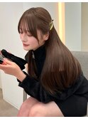 チョコレートグレー_グレーベージュレイヤーロング黒髪