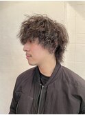 ダークアッシュアッシュブラックカルマパーマベリーショート