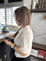 シールドヘアー 沖縄 新都心(C'LD Hair)&nbsp;イヤリングカラー/切りっぱなしボブ/ハイトーンボブ/カット