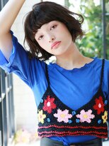 +animo吉川美南+黒髪☆ぱっつん前髪♪ふんわりカールボブパーマS