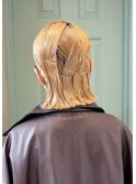 ヘアセット　ヘアアレンジ　ボブ　ブロンド