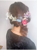 人気の編みおろし×ドライフラワーで華やかに・・