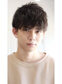 【soy-kufu】MEN’SHAIRアッシュブラックマッシュパーマ