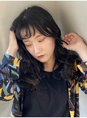 【オン眉*黒髪ニュアンスカール】