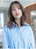 大人かわいい前髪セシルカットココアブラウンフリンジウェーブ