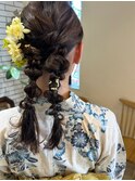 ヘアセット『ツインテール×ねじり編み』和装ヘアセット