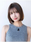 20代30代大人かわいい/グレージュカラー/ショートボブ/小顔/前髪