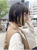 切りっぱなしボブ　ミニボブ　地毛風カラー