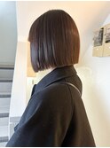 大平/切りっぱなしボブ縮毛矯正グレージュ暗髪顔まわり20代30代