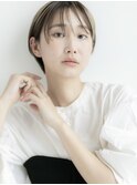 イメチェン/ホワイトブロンド/外ハネボブ/ワイドバング/白河24