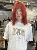 レイヤーボブ×ビビッドオレンジ