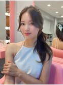結んでも可愛い顔まわりカット/流し前髪/韓国ヘア