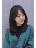 ミディアム20代30代ストレートレイヤー前髪なし前髪あり池袋