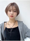 大人フレンチ丸みショートひし形ベージュカラーK20260921R