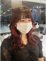 アクアオモテサンドウ(ACQUA omotesando)&nbsp;＊ブリーチなし艶髪ピンクブラウン×インナーカラーレッドピンク