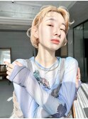 ニュアンスカールボブ_シルキーベージュ斜めバング_9437