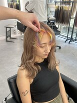 シェイロ(Cielro)&nbsp;ミルクティー前髪レインボー《ピンクベージュインナーグレージュ