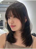 ハイライトカラーミルクティーベージュレイヤーカット
