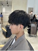 ベリーショートウルフアッシュブラックカルマパーマ《用賀》