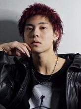 オルズ 渋谷(ALLZ) メンズレッド＆ブラックデザインカラースパイキーショートウルフ