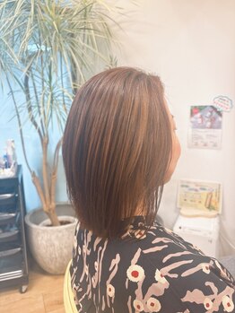 カットサロン ウシジマ(CUT SALON USHIJIMA)の写真/時短なのに、艶と柔らかさを叶える究極の髪質改善カラー♪まとまりが良く、広がりにくい髪へ導きます◎