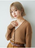 大人可愛い透明感ベージュボブ