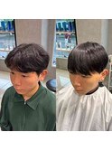 メンズツーブロック曲がる縮毛矯正センターパート立川