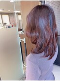 赤茶色 ニュアンス ウェーブ艶髪20代30代40代50代60代