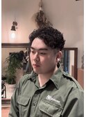 メンズショート×強めパーマ