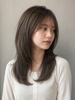 トリニティ(trinity) 髪質改善 ウルフ レイヤーカット シースルーバング ブラウン