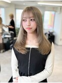 ミルクティーベージュ/レイヤー/ハイトーン/髪質改善/韓国ヘアー