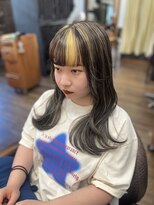 ポール 行徳店&nbsp;デザインカラー ハイライトカラー ブラック×ゴールド ロング