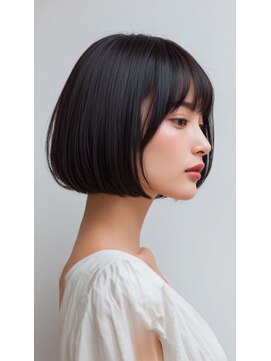 リアン アオヤマ(Liun Aoyama) ダークブラウンボブ顔周りカットワンホーンレイヤー