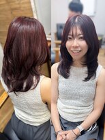 ルアナ 名古屋店(Luana)&nbsp;髪質改善縮毛矯正でつくるミディアムレイヤーワインレッド名古屋