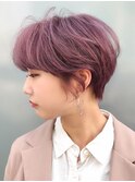 ピンクパープルショート_スリークボブ厚めバング_ba285701