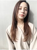 エアーストレート/段カット/マロンブラウン