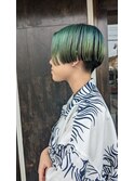 トロピカルグリーンのヘアカラーでつくるグラデーションボブ!