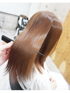 ヘアテリア リュウ 大塚(hair teria ryu) 表面ハーフ縮毛矯正/ブリーチなし透明感カラー/ピンクブラウン