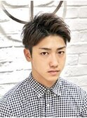 ビジカジツーブロ束感アップバングショート