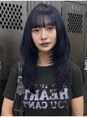 【GEEKS渋谷】ブルーブラック/ハッシュカット/レイヤーロング