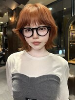 ミンクス 銀座店(MINX)&nbsp;MINX宇都 アイウェアに合うくびれボブ オレンジ ジャギーバング