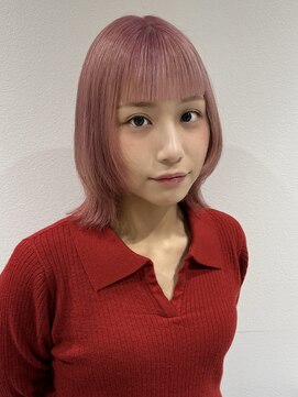 ラミエバイメルト 下北沢(lamie by melt) 花田ボブレイヤーカットピンクベージュ下北沢ブリーチ韓国顔周り