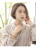 センターパートショートボブ/ことりベージュ/30代40代50代