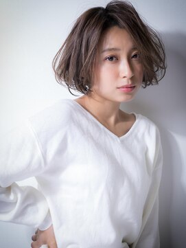 カバーヘア ブリス 川口(COVER HAIR bliss) センターパートxワンカール小顔ナチュラルボブw川口30代40代50代