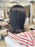 切りっぱなしボブ ビターブラウン 暗髪カラー